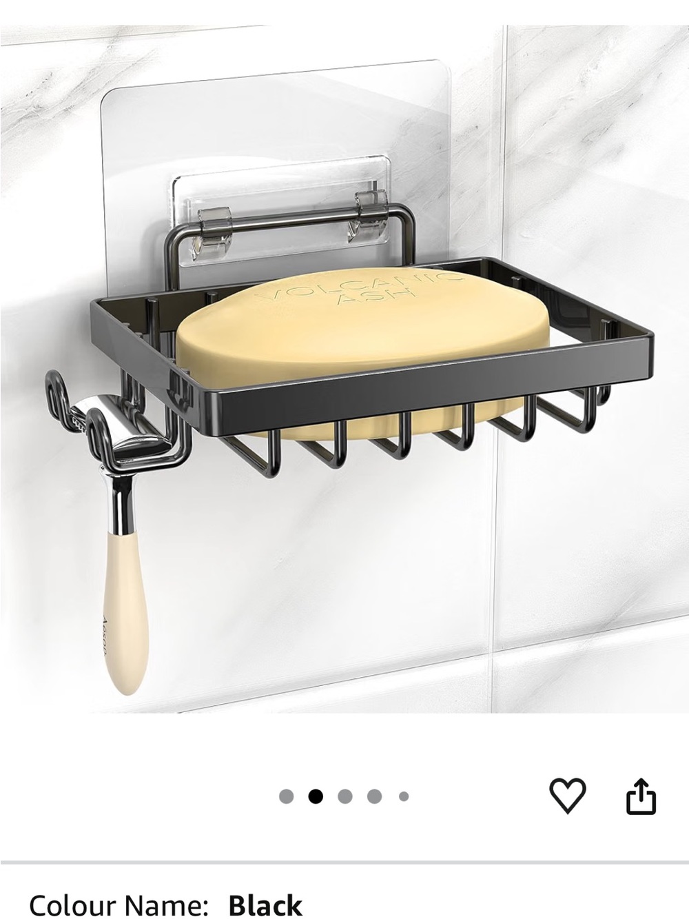 Black Wall-Mount Soap Dish with Hook - Home Bath